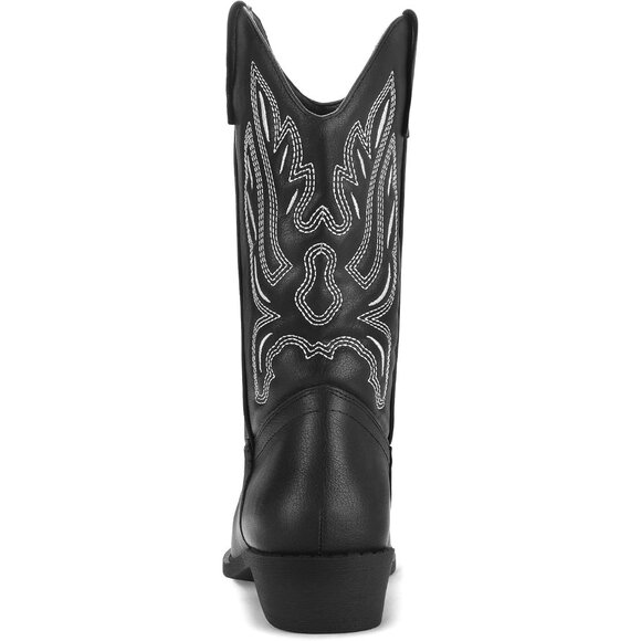 mysoft Women Black Western Cowboy Boots Mid Calf Pointed Toe Cowgirl - Picture 4 of 6